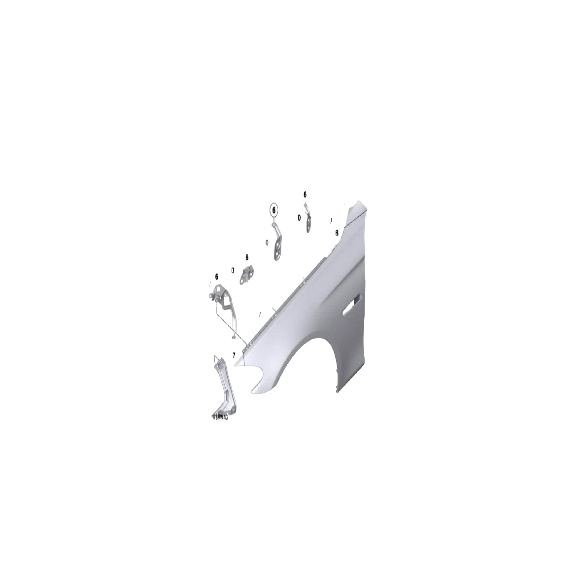BMW 5-Series F10 F11 Fender mount front lh